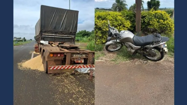Motociclista fica ferido após bater contra carreta na PR-218, em Arapongas