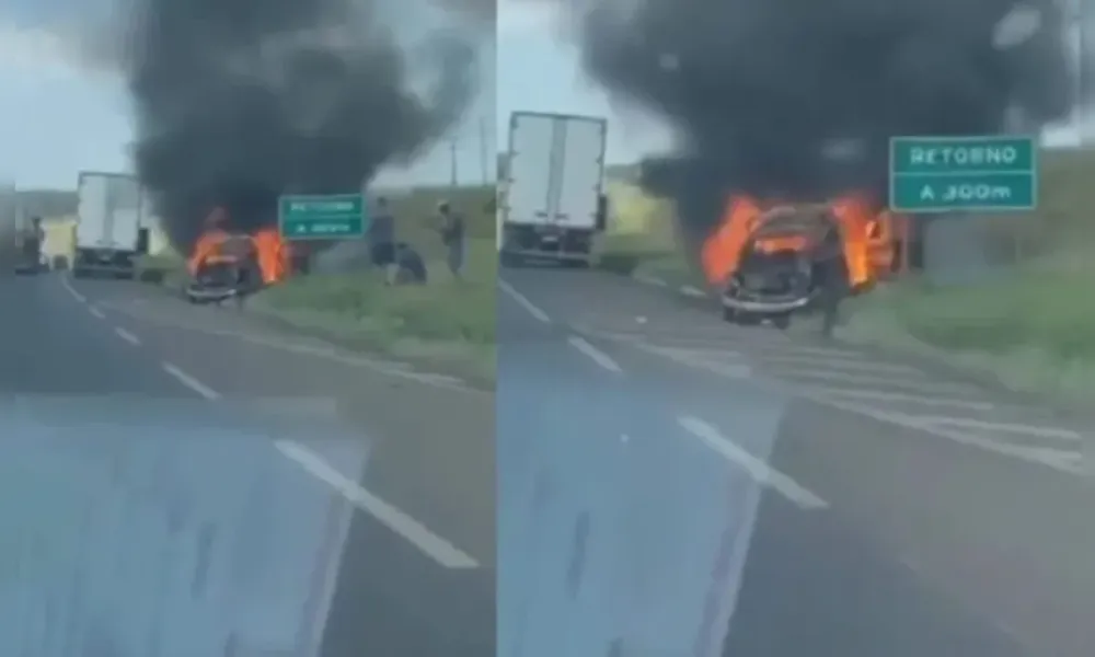 Idoso é arremessado de carro após colisão com caminhão na BR-376