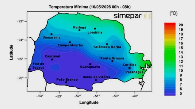 Paraná registra chuva congelada e amanhece com temperaturas próximas de 0°C